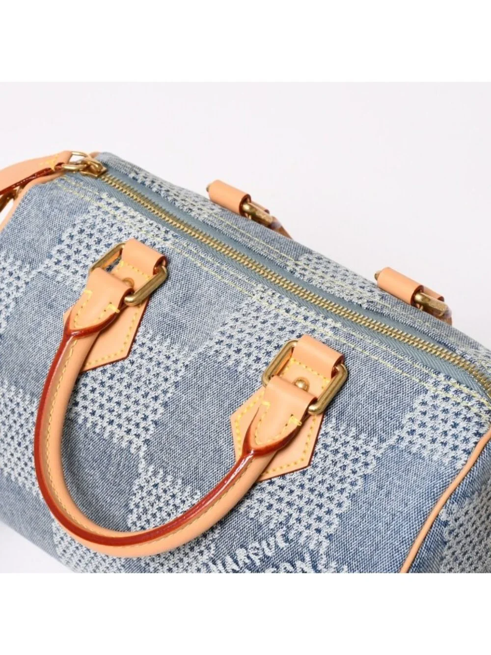 Louis Vuitton Speedy Bandouliere 25 Damier Denim Gold Handbag